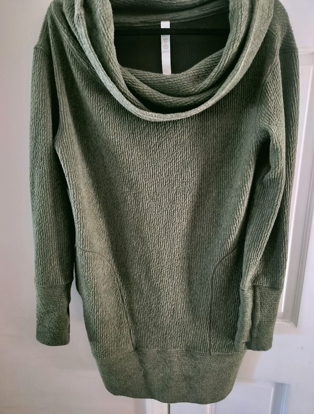 lululemon athletica Olive Green Cowl Neck Midi Sweater Dress